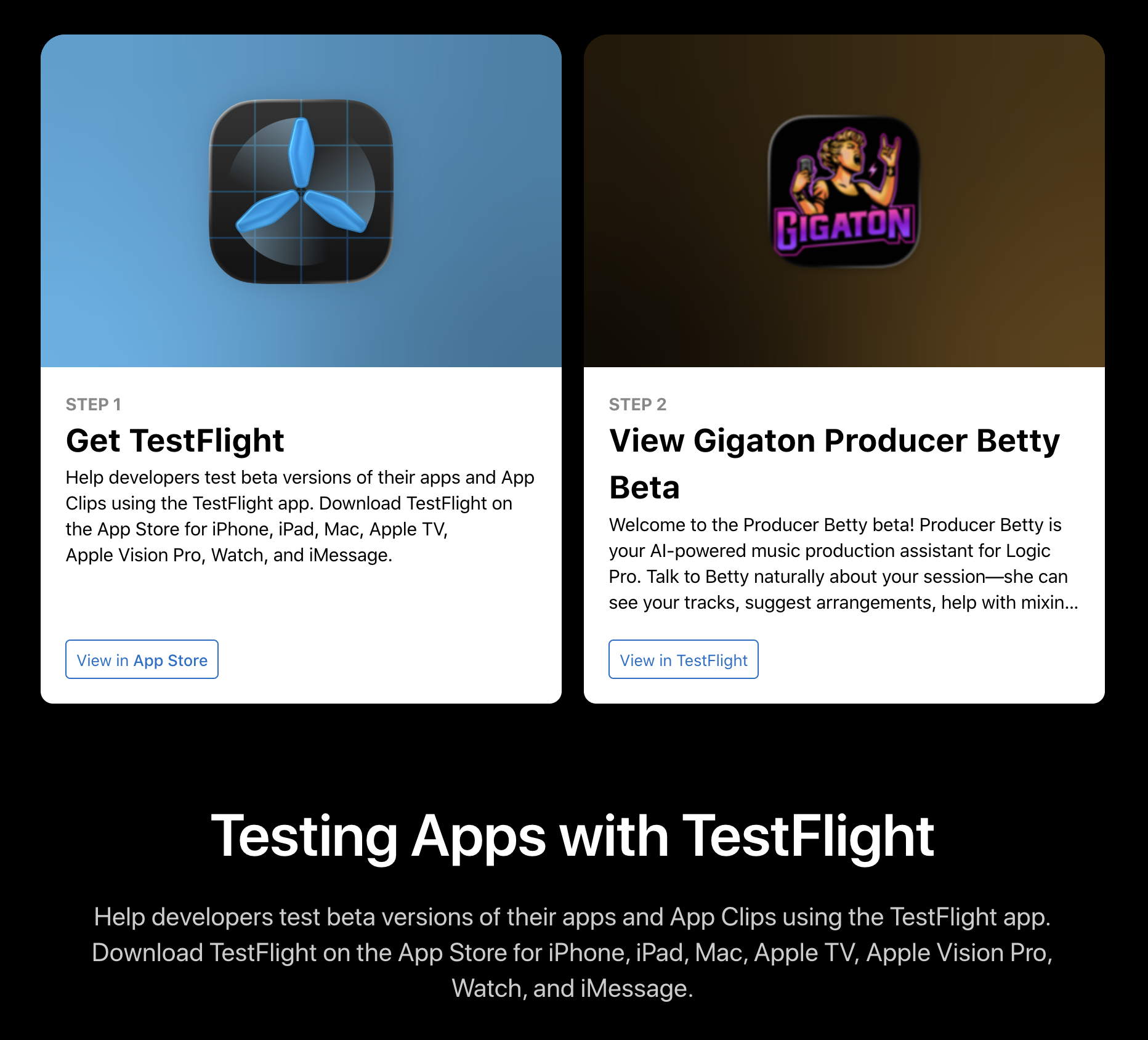 App Store showing Producer Betty